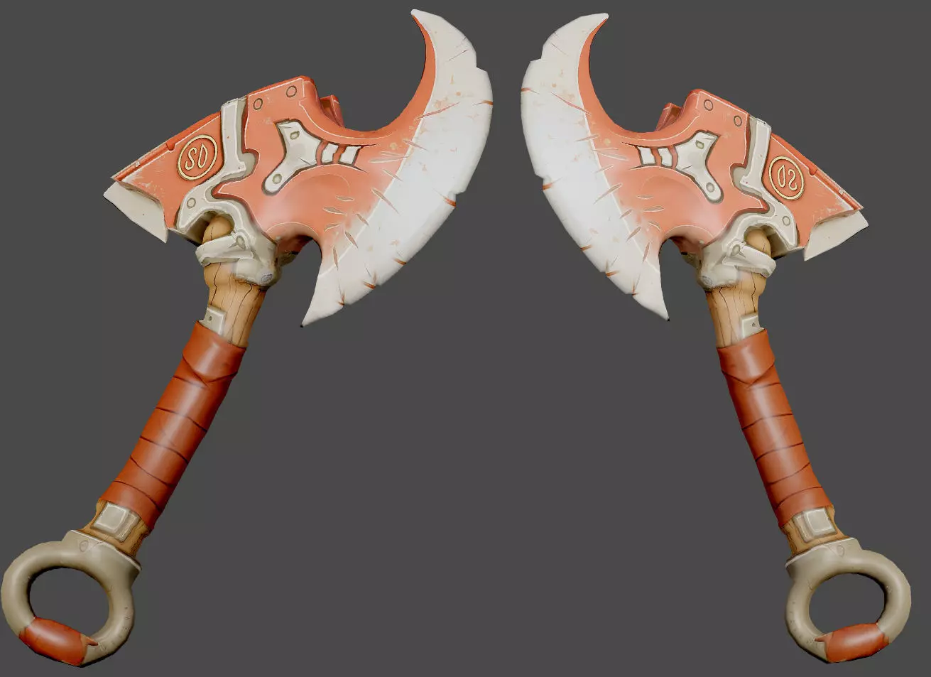 Stylized Battle Axe Low-poly 3D model