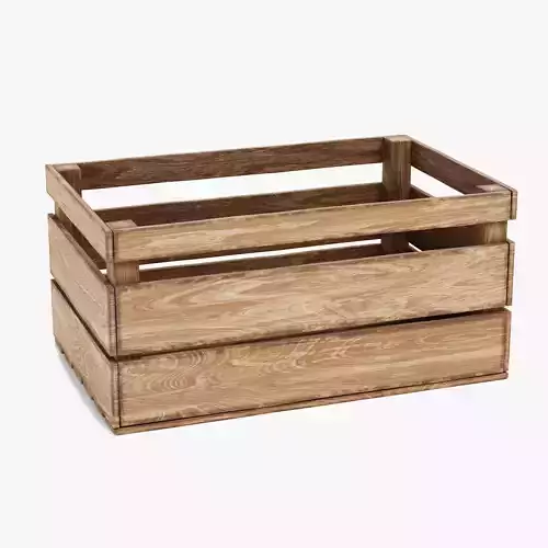 Wooden Box V2 - Open Slatted Storage Crate