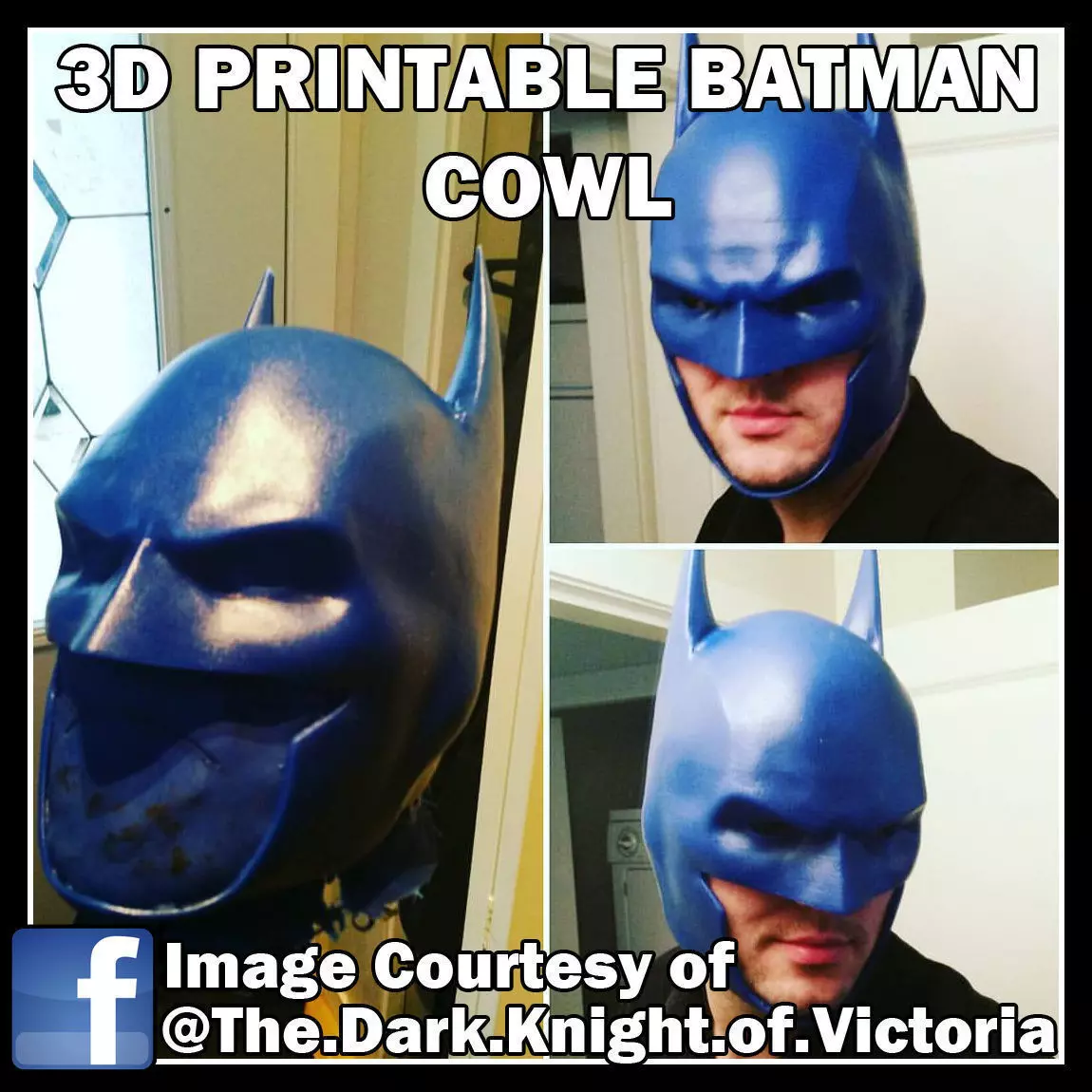 3D Printable Clip Together Batman Cowl 3D print model_0