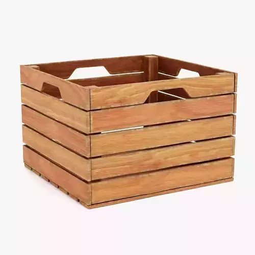 Wooden Box V4 - Open Slatted Storage Crate