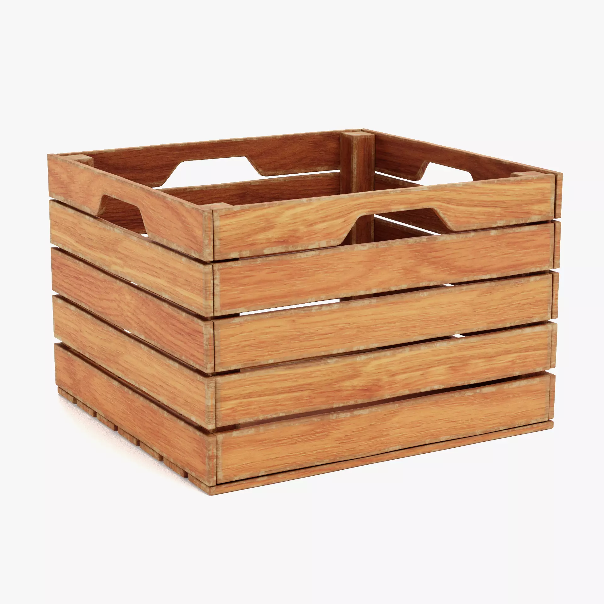 Wooden Box V4 - Open Slatted Storage Crate 3D model