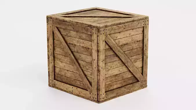 Wooden Crate V3 - Weathered Storage Box