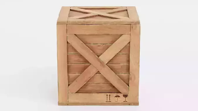 Wooden Crate V4 - Storage Box with Packaging Icons