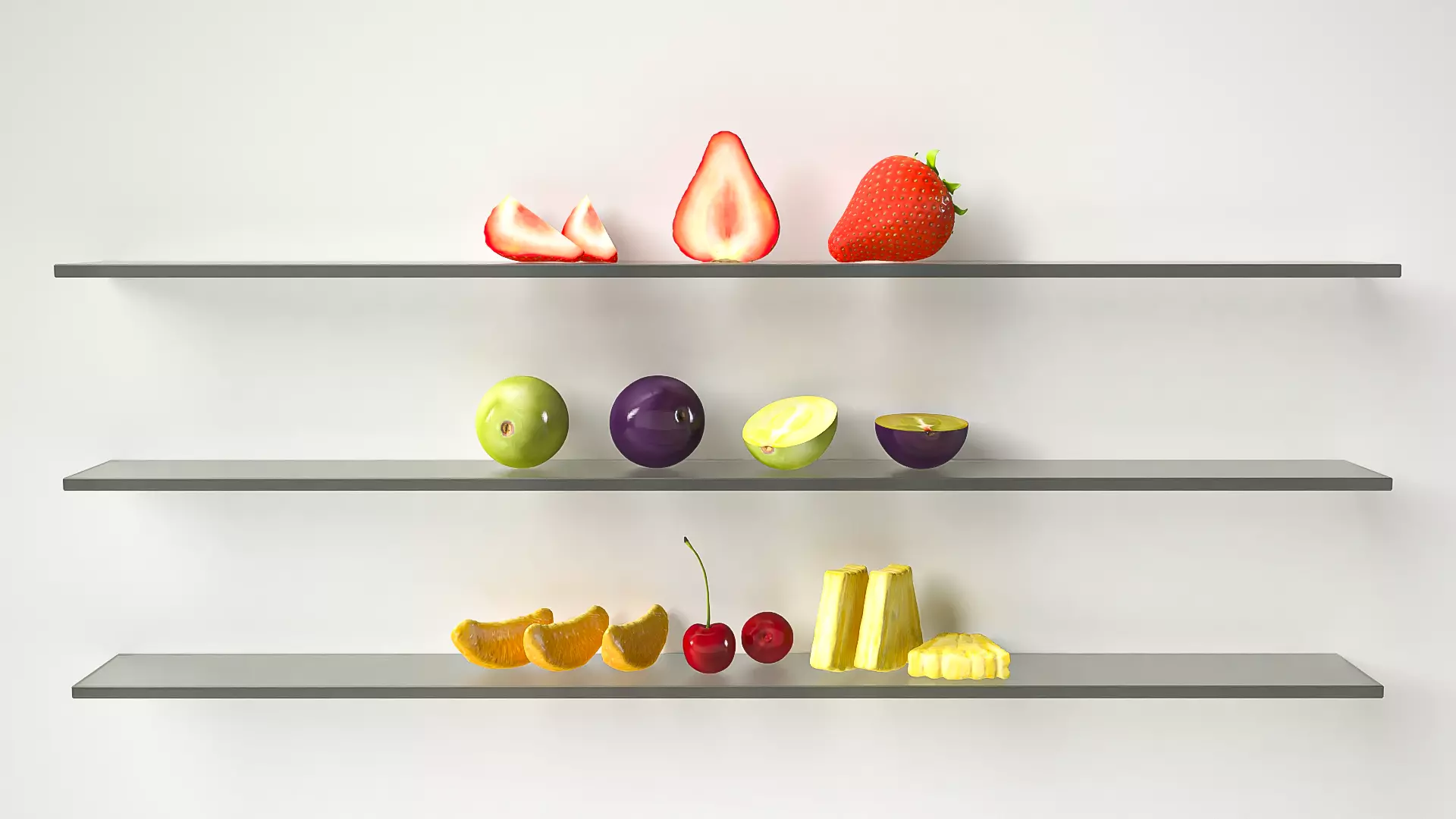 3D High-Poly Individual Fruit Set 3D model