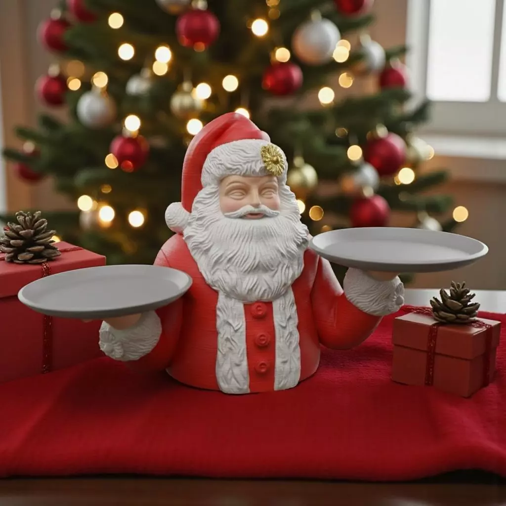 Santa Claus bust tray holder for Christmas decoration parts 3D print model