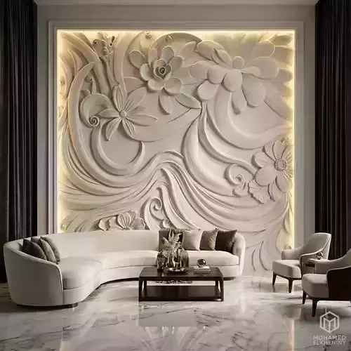 CNC STL Relief Panel Classic Floral Art Carving File 263