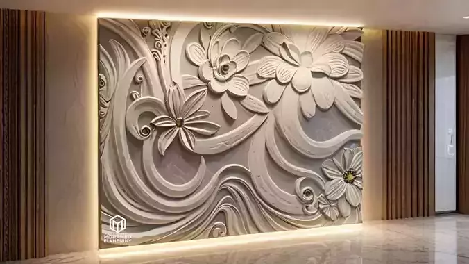 CNC STL Relief Panel Classic Floral Art Carving File 263