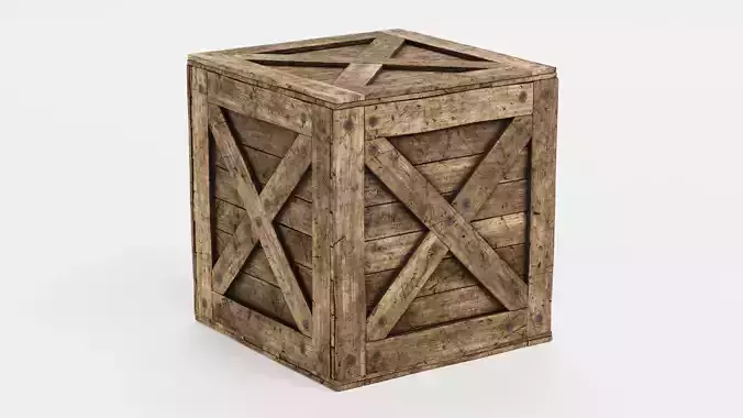 Wooden Crate V6 - Weathered Storage Box