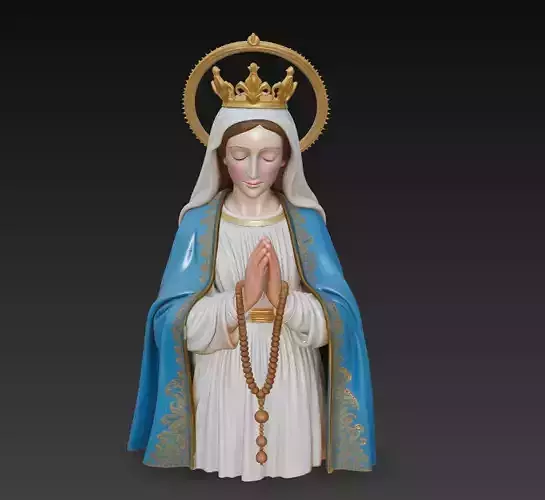 Crowned Holy Virgin Mary Praying - Detailed 3D Sculpture Model