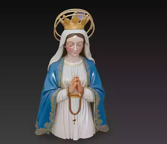 Holy Queen of Peace - Praying Marian Sculpture 3D Model