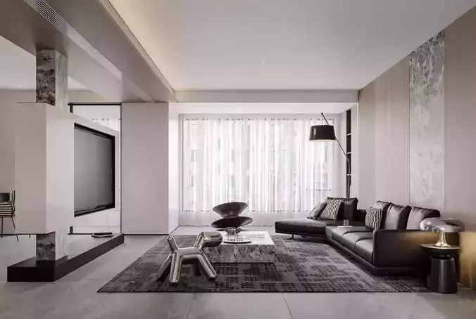 Modern living room dining room interior scenes 