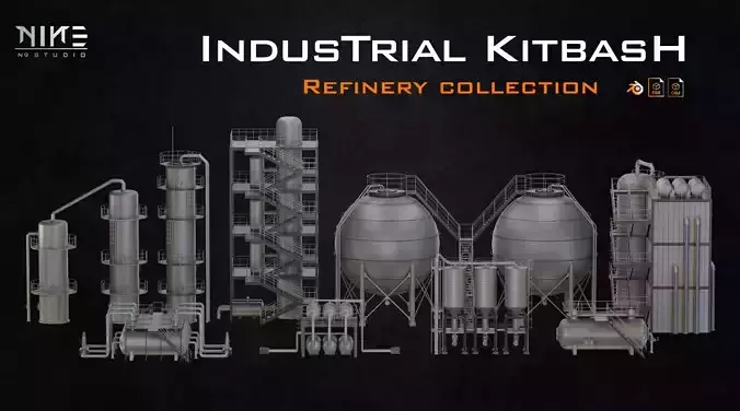 Industrial Kitbash-V5-Refinery Collection