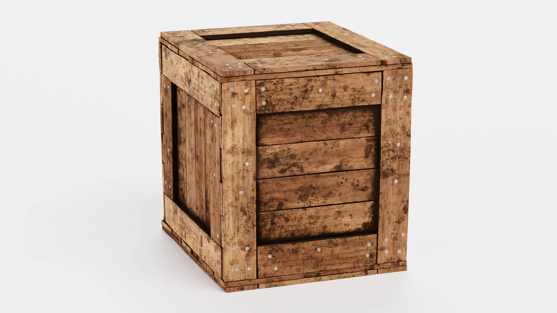 Wooden Crate V9 - Weathered Storage Box 3D model