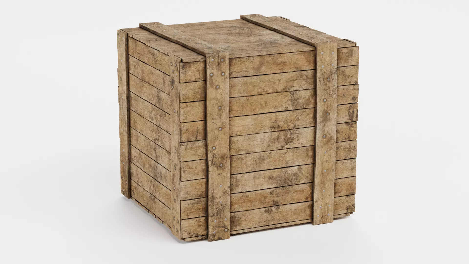 Wooden Crate V12 - Weathered Storage Box 3D model