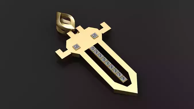 Royal Sword Pendant 3D Printable Jewelry Model