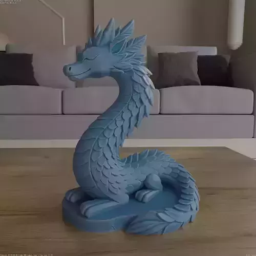 Elegant Serene Dragon Statue STL Model