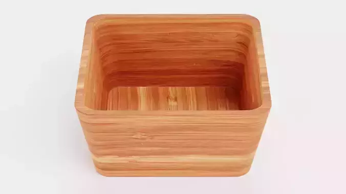 Bamboo Bowl V3 - Modern Rounded Square Decorative Tableware Low-poly 3D model 2