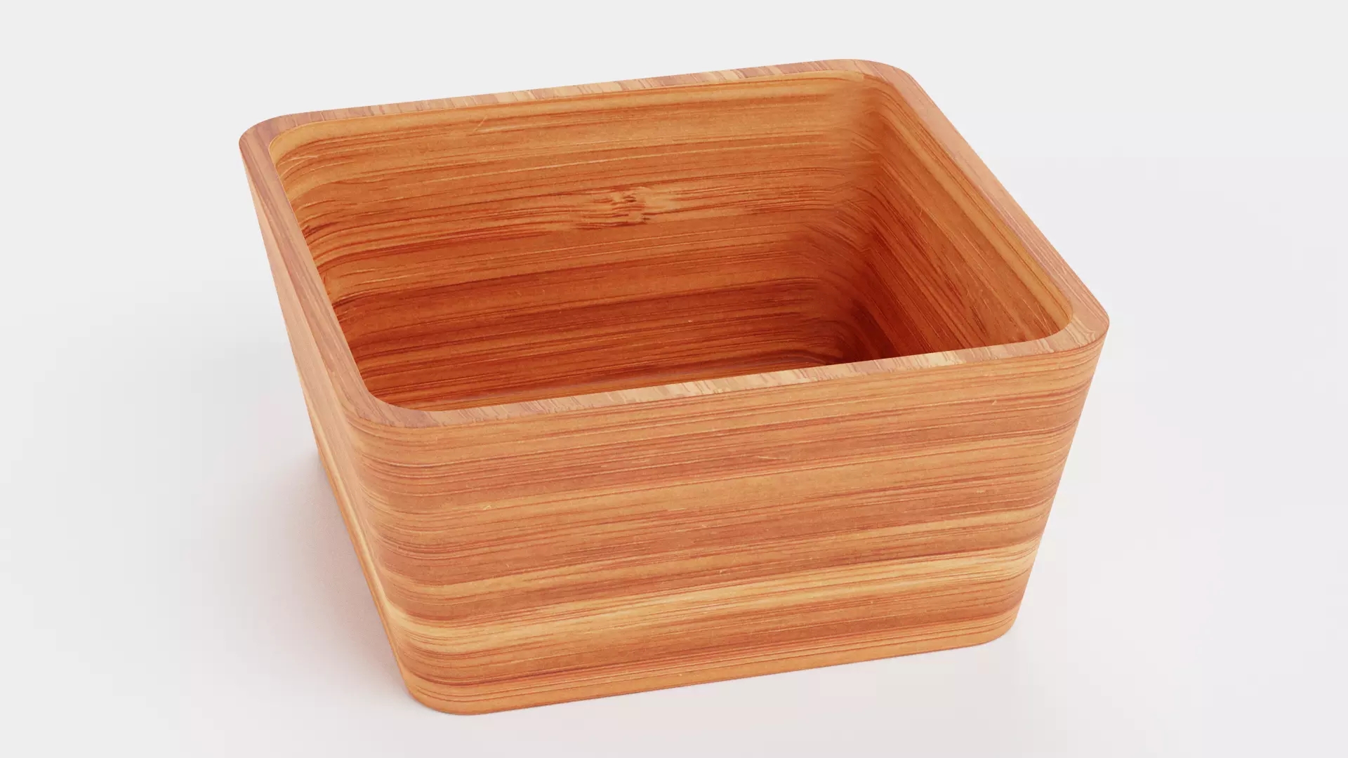 Bamboo Bowl V3 - Modern Rounded Square Decorative Tableware Low-poly 3D model