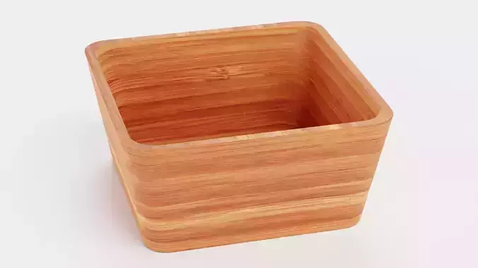 Bamboo Bowl V3 - Modern Rounded Square Decorative Tableware Low-poly 3D model