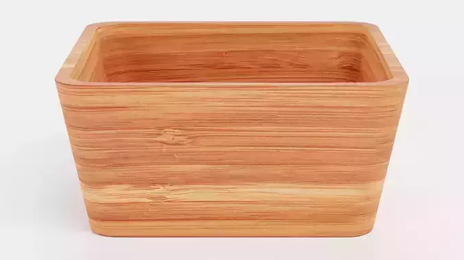 Bamboo Bowl V3 - Modern Rounded Square Decorative Tableware Low-poly 3D model 4