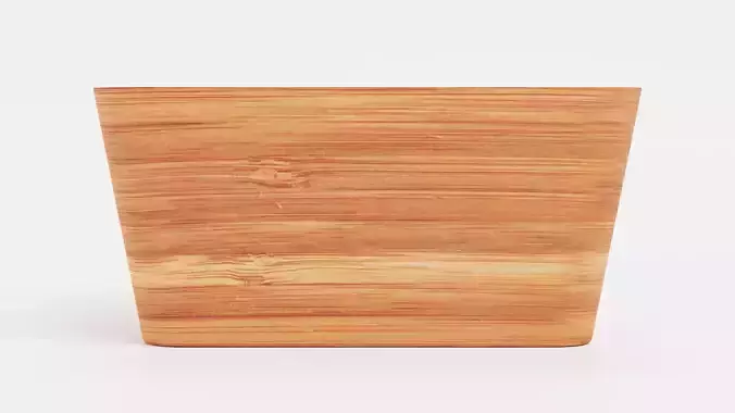 Bamboo Bowl V3 - Modern Rounded Square Decorative Tableware Low-poly 3D model 5