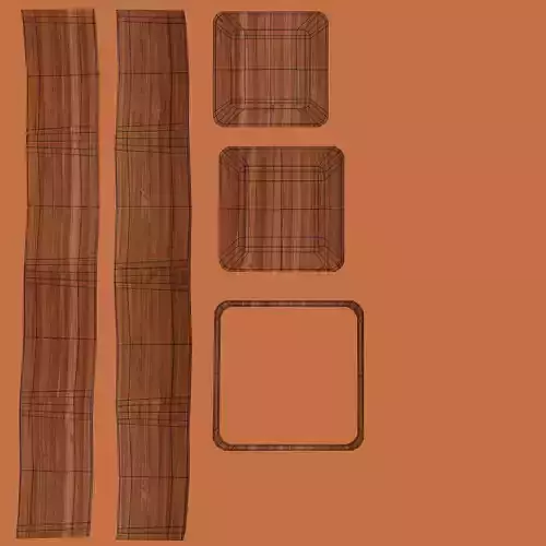 Bamboo Bowl V3 - Modern Rounded Square Decorative Tableware Low-poly 3D model 7