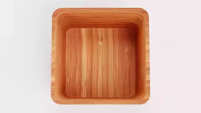 Bamboo Bowl V3 - Modern Rounded Square Decorative Tableware Low-poly 3D model 3