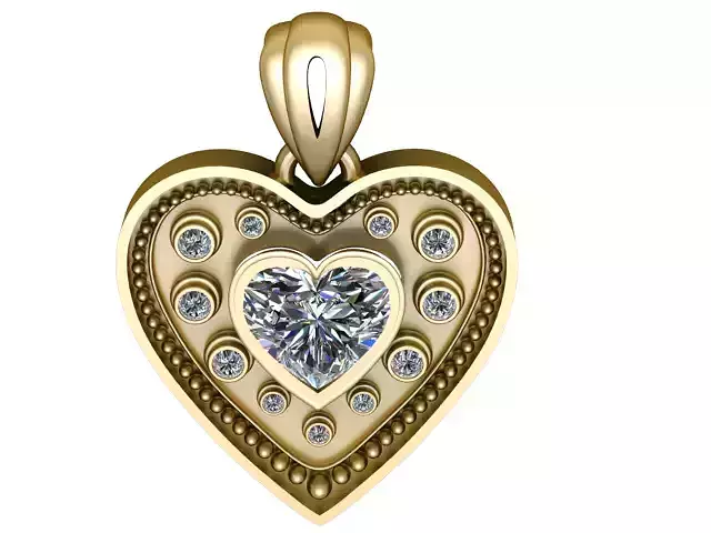 Elegant Heart Halo Pendant 3D Printable Jewelry Model     