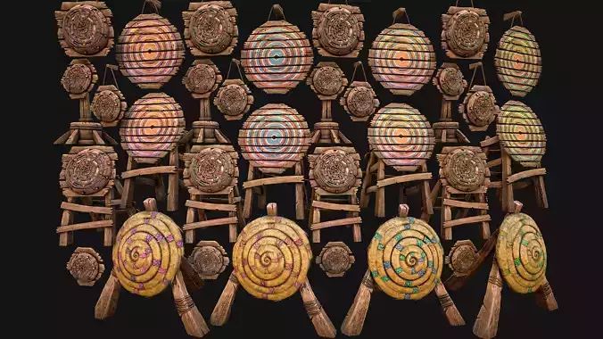 Medieval Wooden Target  Shooting Range  Furniture Pack 