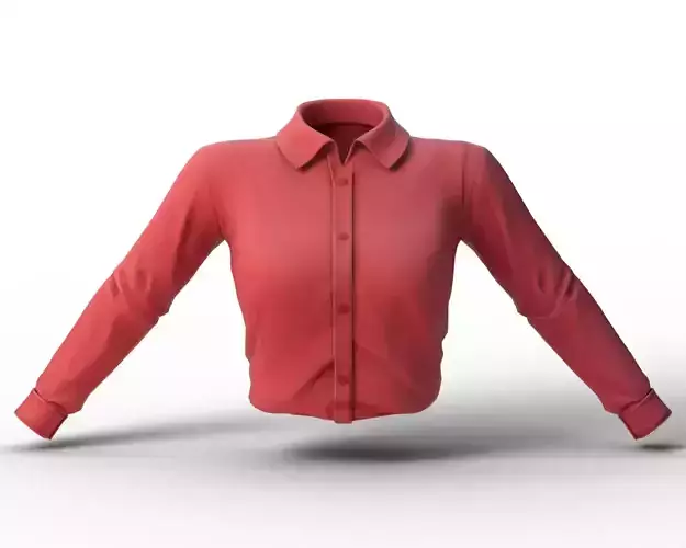 Red Long-Sleeve Button Shirt