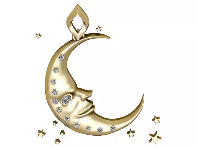 Celestial Moon Face Pendant  3D Printable Jewelry Model