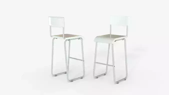 White Steel and Epoxy Bar Chair 