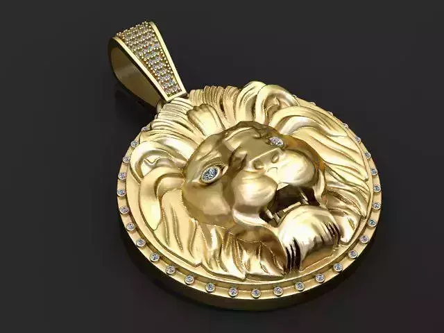 Royal Diamond-Edge Lion Pendant  3D Printable Jewelry Model 