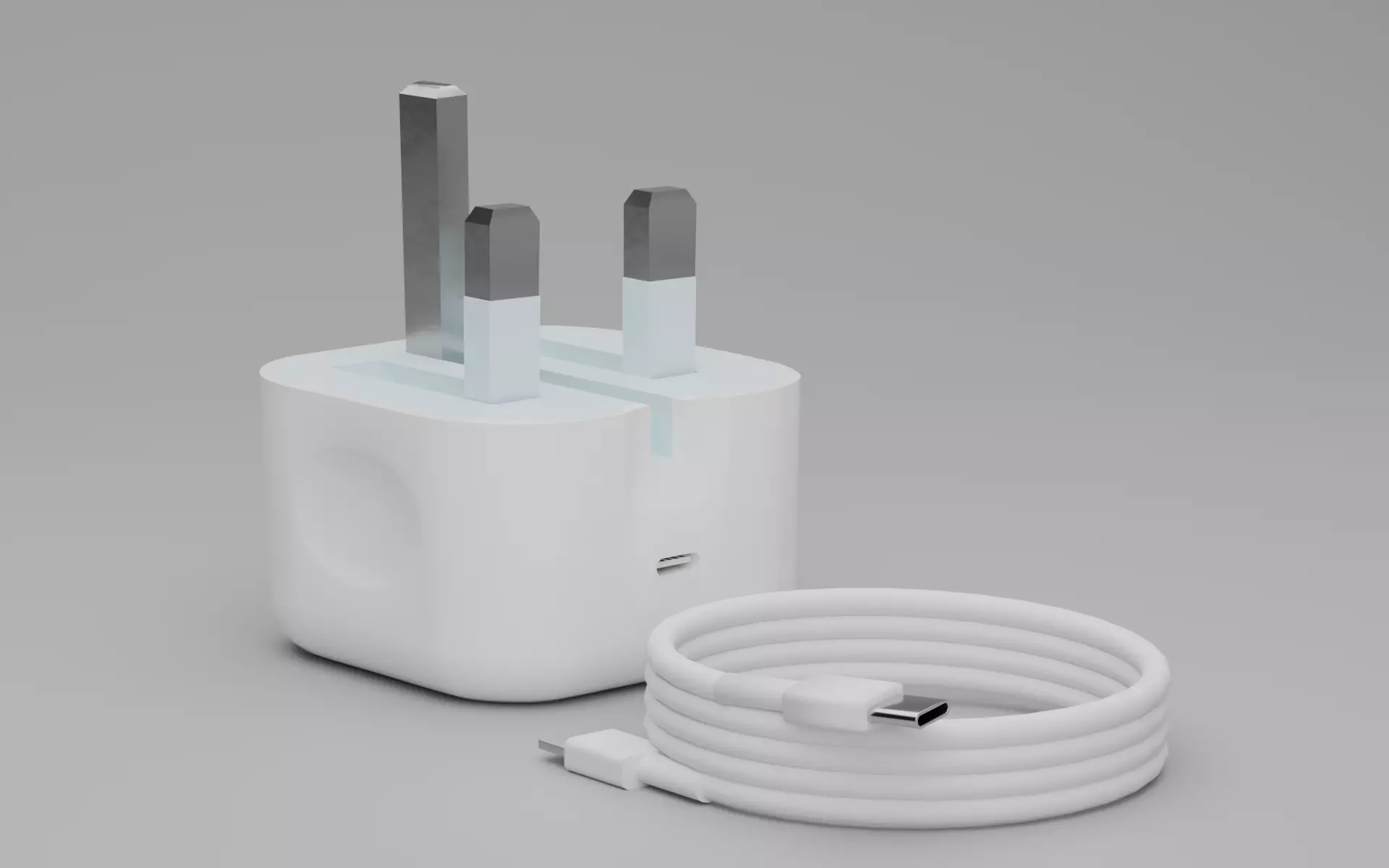 iPhone 30W 3-Pin Power Adaptor 3D Model -PBR - Wall Fast Charger 3D model