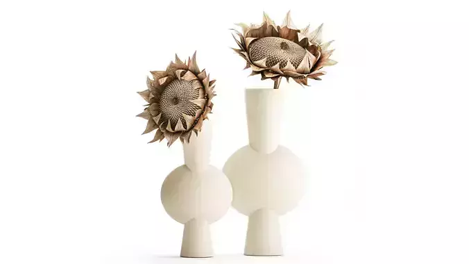 Bouquet dried flower branches sunflower vase decor set
