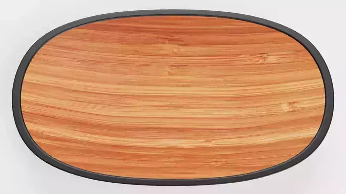 Bamboo Bowl V4 - Modern Low Oval Decorative Tableware Low-poly 3D model 3