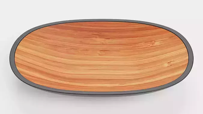 Bamboo Bowl V4 - Modern Low Oval Decorative Tableware Low-poly 3D model 4