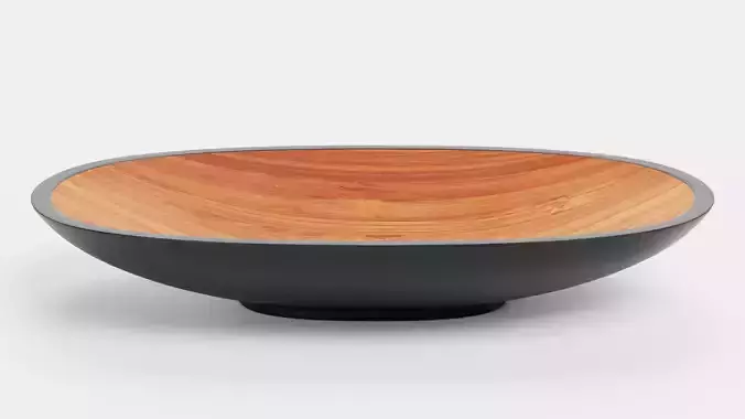Bamboo Bowl V4 - Modern Low Oval Decorative Tableware Low-poly 3D model 7