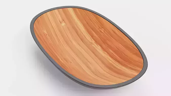 Bamboo Bowl V4 - Modern Low Oval Decorative Tableware Low-poly 3D model 2