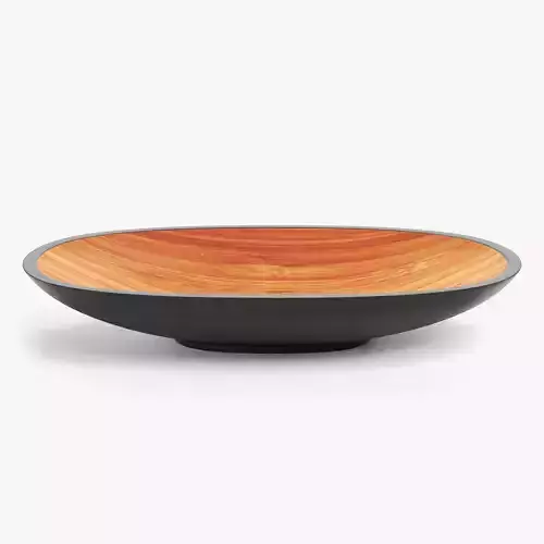 Bamboo Bowl V4 - Modern Low Oval Decorative Tableware Low-poly 3D model