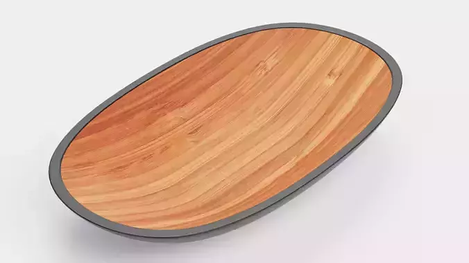 Bamboo Bowl V4 - Modern Low Oval Decorative Tableware Low-poly 3D model 6