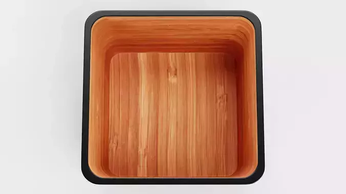 Bamboo Bowl V6 - Modern Rounded Square Decorative Tableware Low-poly 3D model 5