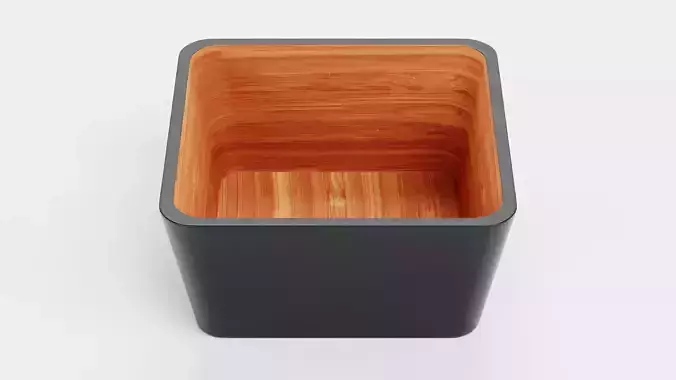 Bamboo Bowl V6 - Modern Rounded Square Decorative Tableware Low-poly 3D model 2