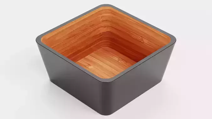 Bamboo Bowl V6 - Modern Rounded Square Decorative Tableware Low-poly 3D model