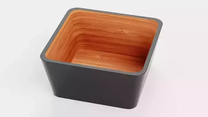 Bamboo Bowl V6 - Modern Rounded Square Decorative Tableware Low-poly 3D model 6