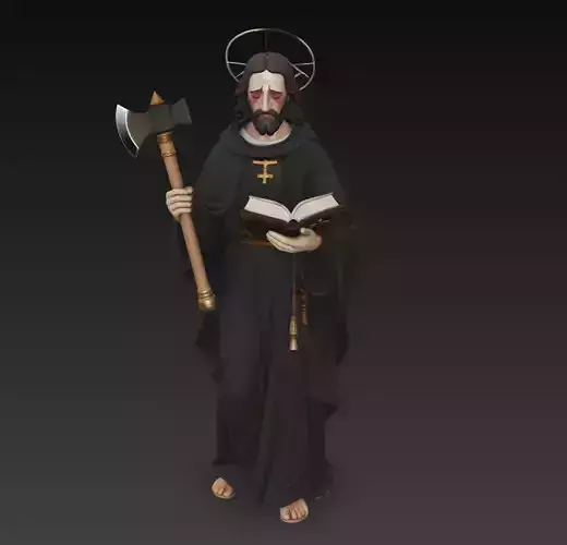 Saint with Axe and Holy Book - Religious Sculpture 3D Model