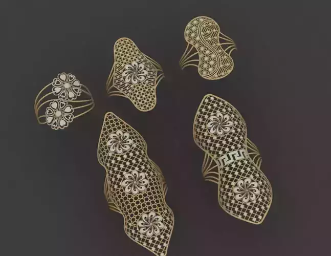 20 Extra Long Filigree Statement Rings  Full Finger Coverage STL