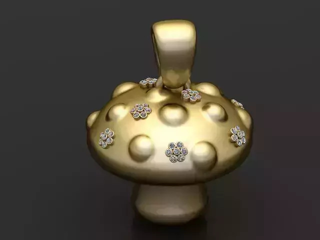 Floral Fantasy Mushroom Pendant  3D Printable Jewelry Model