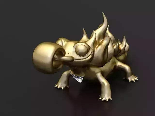 Flame Lizard Charm 3D Printable Creature Pendant Model 3D print model