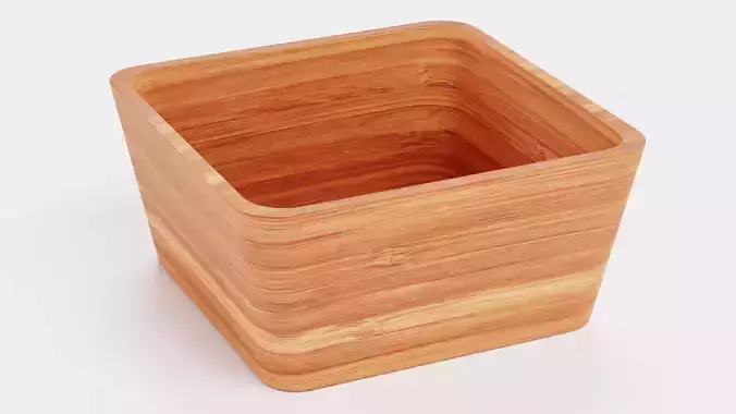 Bamboo Tableware - 6 Modern Decorative Bowls and Trays Low-poly 3D model 4